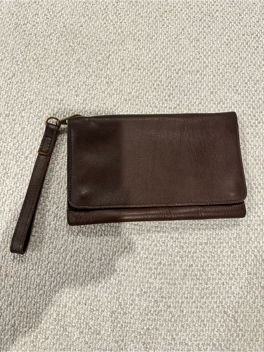 Men's Brown Leather Wristlet Clutch